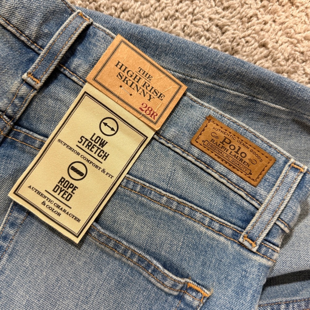 Polo Ralph Lauren High Rise Skinny Jeans Womens 28 Blue NWT Low Stretch Denim - Picture 4 of 10